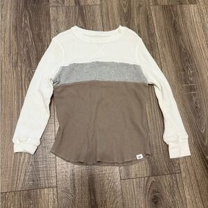 Gap Kids Color Block Thermal White Beige Size S